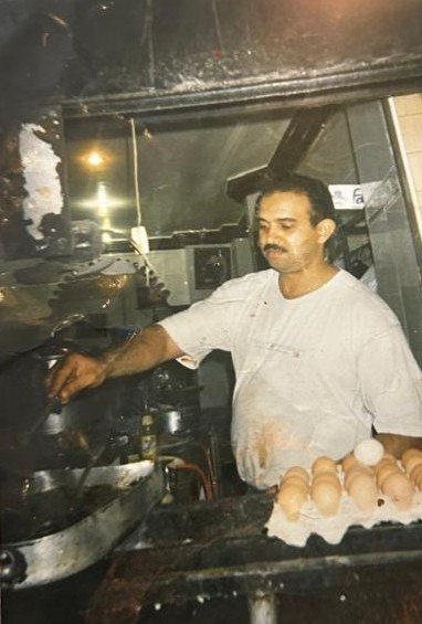Khalid Ellatifi, second generation of Le Vrai Traditionnel, working the original Bab Doukkala kitchen in the 1980s